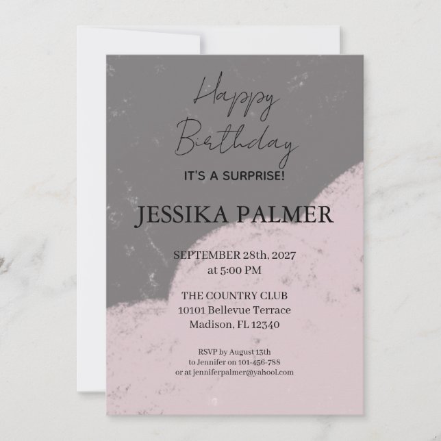 Invitación de cumpleaños sorpresa (Anverso)