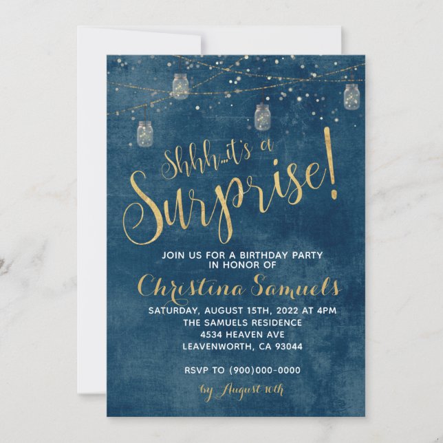 Invitación de cumpleaños sorpresa (Anverso)