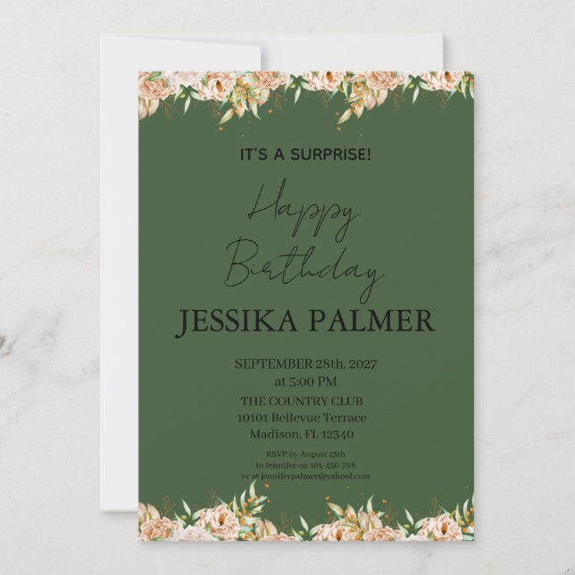 Invitación de cumpleaños sorpresa (Anverso)