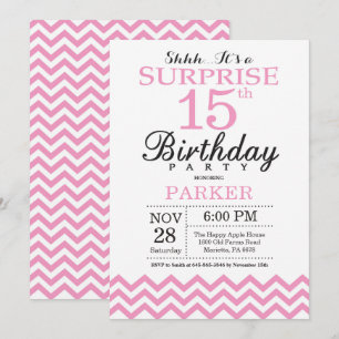Invitación de cumpleaños sorpresa 15 con Chevron r