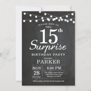 Invitación de cumpleaños sorpresa 15 tiza