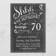 Invitación de cumpleaños sorpresa 70 Chalkboard Ru