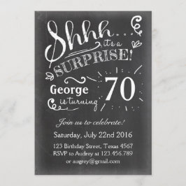 Invitación de cumpleaños sorpresa 70 Chalkboard Ru