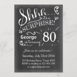 Invitación de cumpleaños sorpresa 80 Chalkboard Ru