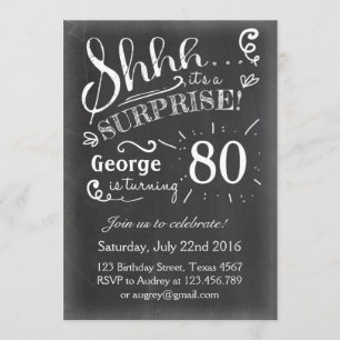 Invitación de cumpleaños sorpresa 80 Chalkboard Ru