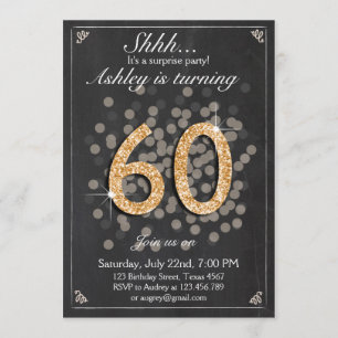 Invitación de cumpleaños sorpresa Chalkboard Rusti