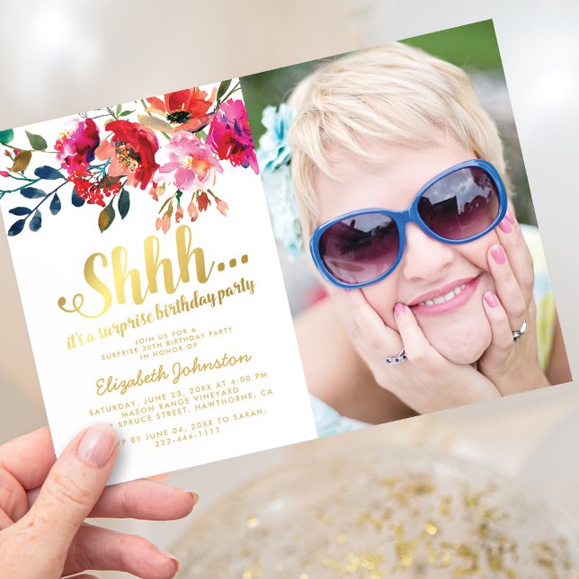 Invitación de cumpleaños sorpresa con foto elegant (Subido por el creador)