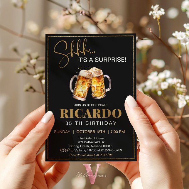 Invitación de cumpleaños sorpresa de cerveza 30 40 (Subido por el creador)