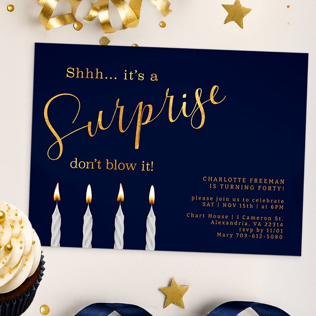 Invitación de cumpleaños sorpresa de la Marina - E (Surprise Birthday Party Invite)