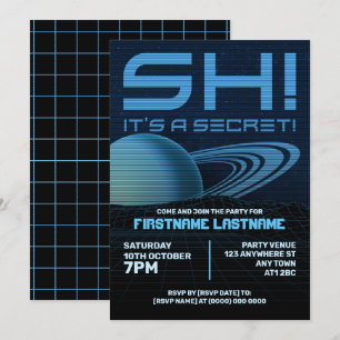 Invitación de cumpleaños sorpresa de retrowave azu