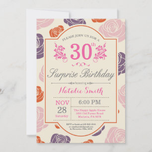 Invitación de cumpleaños sorpresa floral 30 cumple