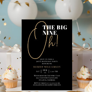 Invitación de cumpleaños sorpresa negra para los 9