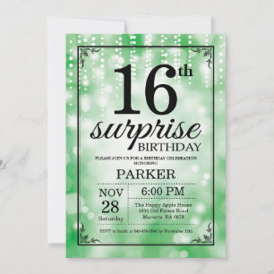 Invitación de cumpleaños sorpresa número 16 con br