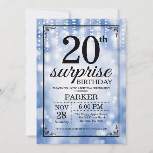 Invitación de cumpleaños sorpresa número 20 con br