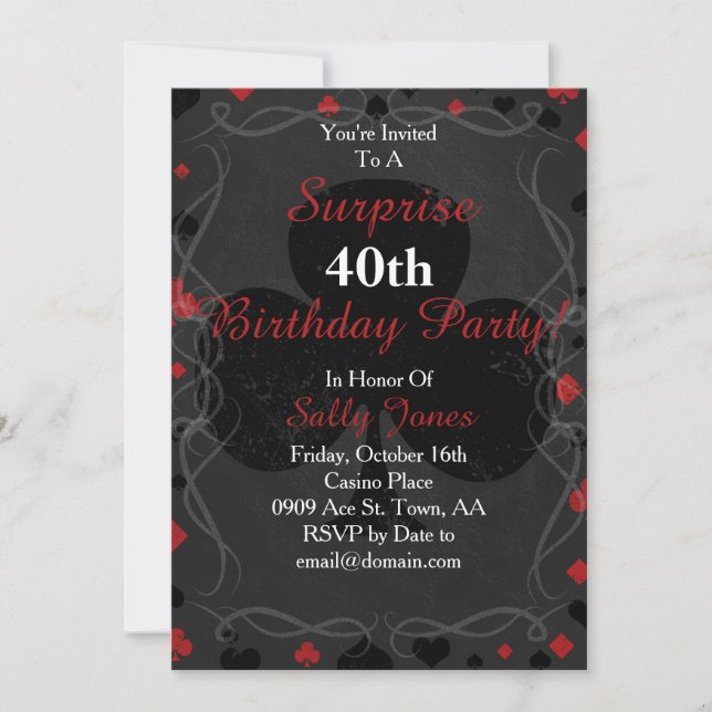 Invitación de cumpleaños sorpresa para el estilo d (Anverso)