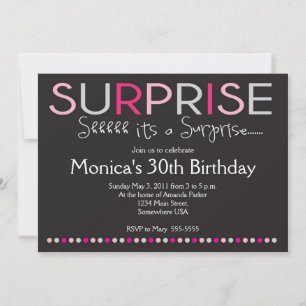 Invitación de cumpleaños sorpresa rosa