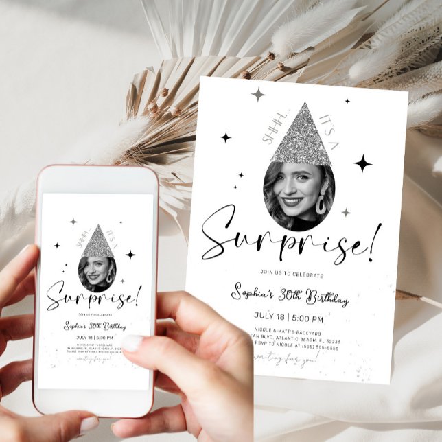 Invitación de cumpleaños sorpresa Shhh con foto (Subido por el creador)