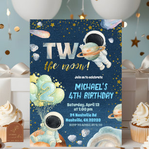 Invitación de cumpleaños Space Boy DOS a la luna