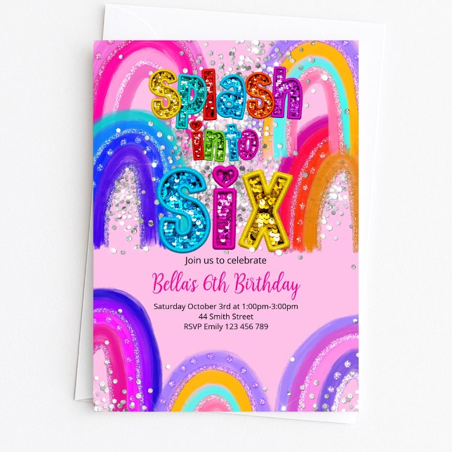 Invitación de cumpleaños Splash Into Six (Subido por el creador)
