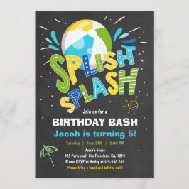 Invitación de cumpleaños Splish Splash fiesta de g