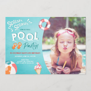 Invitación de cumpleaños Splish Splash fiesta de g