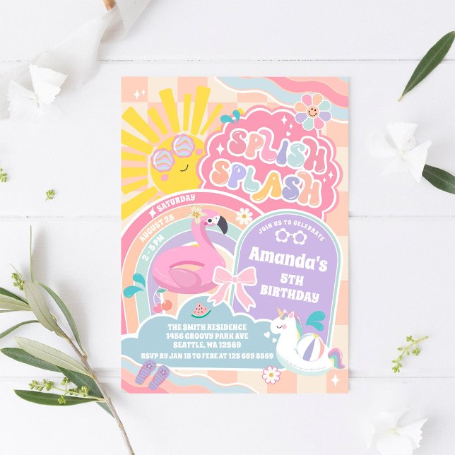Invitación de cumpleaños Splish Splash Retro Groov (Subido por el creador)