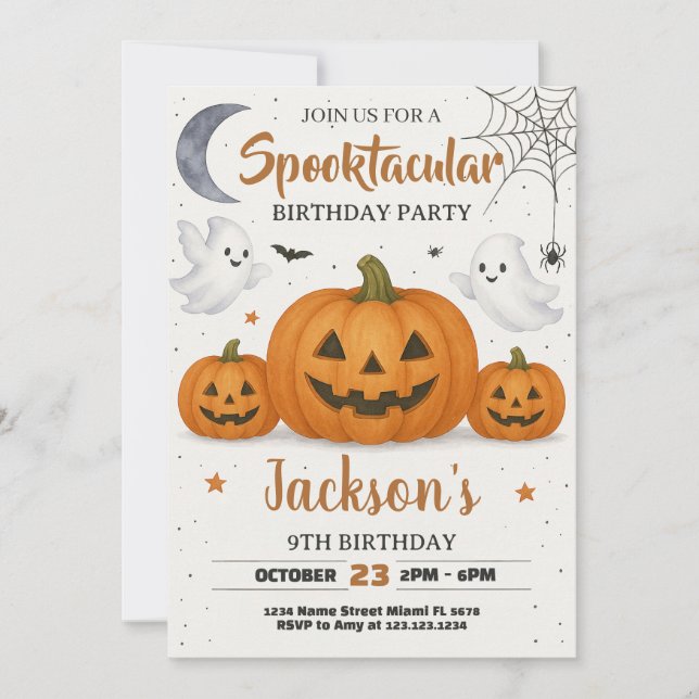 Invitación de cumpleaños Spooktacular (Anverso)