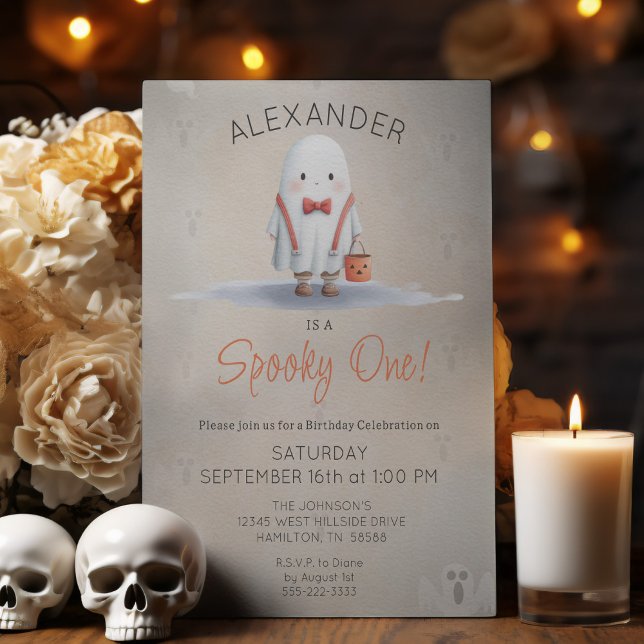 Invitación de cumpleaños Spooky One (Spooky One Boy's Halloween First Birthday Party Invitation)