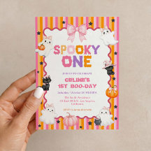 Invitación de cumpleaños Spooky One rosa de Hallow