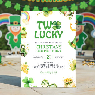 Invitación de cumpleaños St Patrick Two Lucky