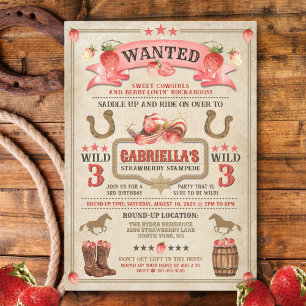 Invitación de cumpleaños Strawberry Stampede