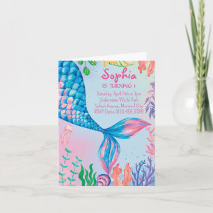 Invitación de cumpleaños subacuática a la Sirenita