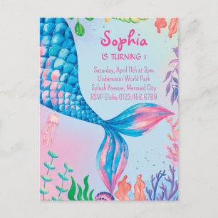 Invitación de cumpleaños subacuática a la Sirenita