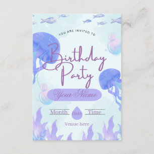 Invitación de cumpleaños submarina de medusas capr