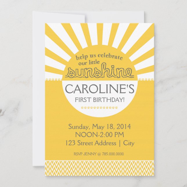 Invitación de cumpleaños Sunshine (Anverso)