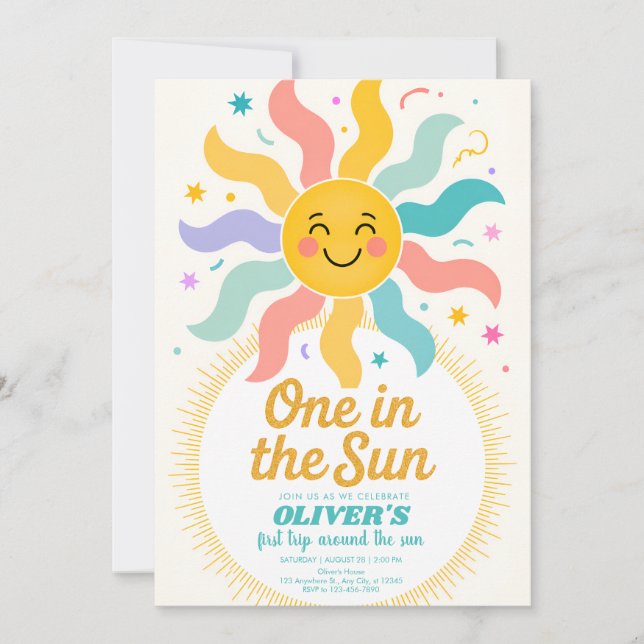 Invitación de cumpleaños Sunshine Baby (Anverso)