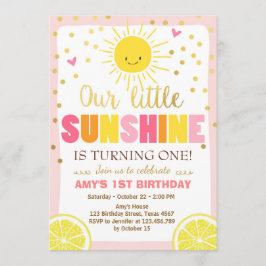 Invitación de cumpleaños Sunshine Lemonade Pink Le
