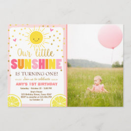 Invitación de cumpleaños Sunshine Lemonade Pink Le