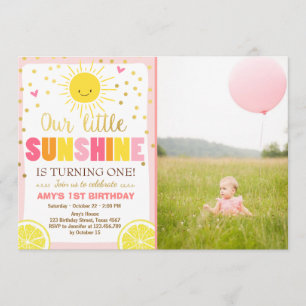 Invitación de cumpleaños Sunshine Lemonade Pink Le