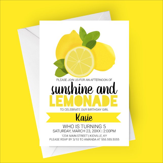 Invitación de cumpleaños Sunshine y Lemonade (Sunshine and Lemonade | Citrus Fruit | Child's Summer Birthday Party Invitation)