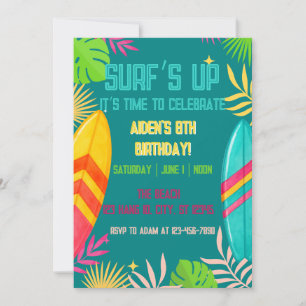 Invitación de cumpleaños Surf's Up