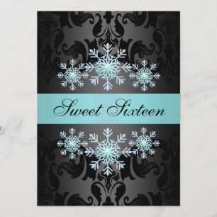 Invitación de cumpleaños Sweet16 azul y negro con 