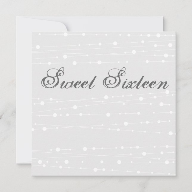 Invitación de cumpleaños Sweet16 con cuentas azule (Anverso)