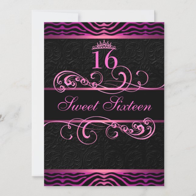 Invitación de cumpleaños Sweet16 con estampado de  (Anverso)