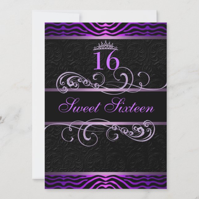 Invitación de cumpleaños Sweet16 con estampado de  (Anverso)