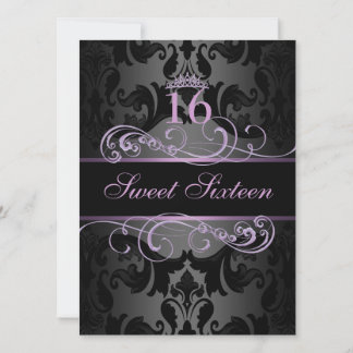 Invitación de cumpleaños Sweet16 de Damasco con Re