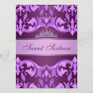 Invitación de cumpleaños Sweet16 de Damasco Púrpur