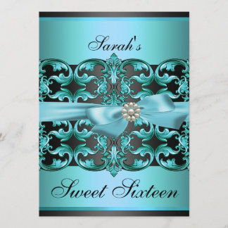 Invitación de cumpleaños Sweet16 de damasco y lazo