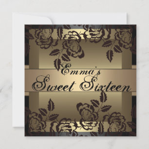 Invitación de cumpleaños Sweet16 Gold Elegant Rose