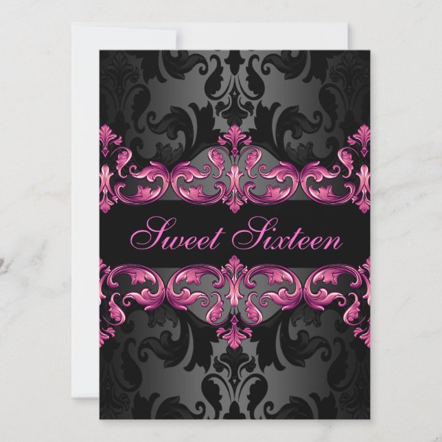 Invitación de cumpleaños Sweet16 Princesa Rosa Dam (Anverso)